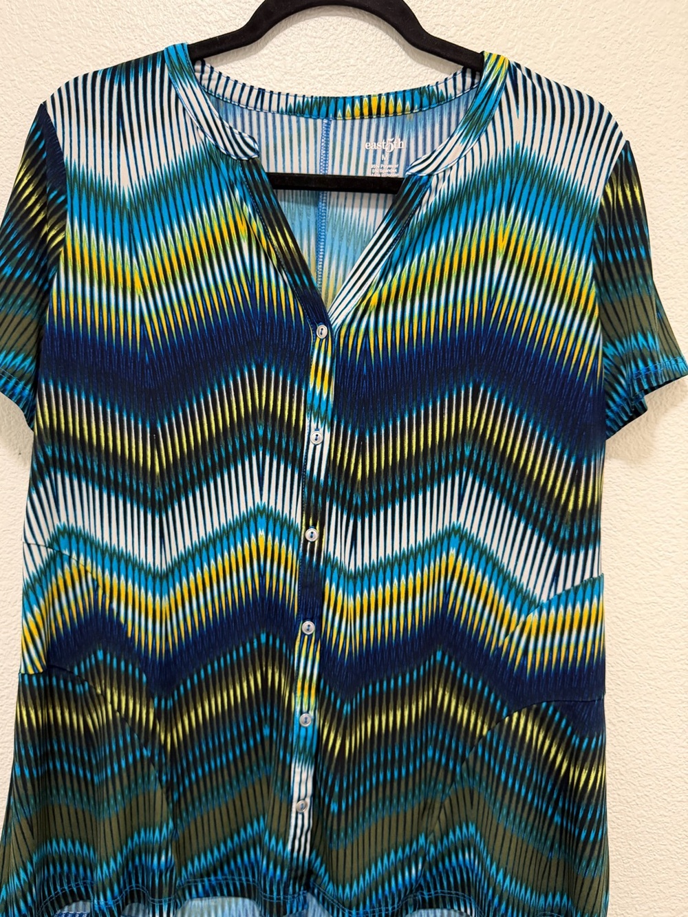 East 5th striped blouse, button down, medium